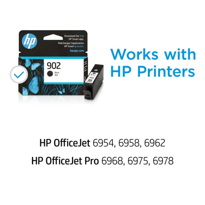 HP 902 Black Ink Cartridge | Works with HP OfficeJet 6950, 6960 Series, HP OfficeJet Pro 6960, 6970 Series | Eligible for Instant Ink | T6L98AN