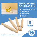 Wooden Mini Rolling Pin, 5 Inches Long, Pack of 6, Great for in The Kitchen, Play-doh, Crafting and Imaginative Play, by Woodpeckers Woodpeckers