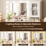 ENDYOE Makeup Vanity Desk Set with LED Lights Mirror Chair, Vanity Table with 7 Storage Shelves and 3 Drawers,3 Lighting Modes Adjustable Brightness Dressing Table for Bedroom,White ENDYOE