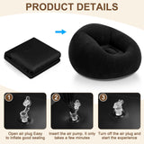 Realspring Inflatable Bean Bag Chairs for Adult Blow up Chairs Lazy Sofa Folding Portable Inflatable Chair for Movie Outdoor Room Bedroom Reading Camping(Black) Realspring