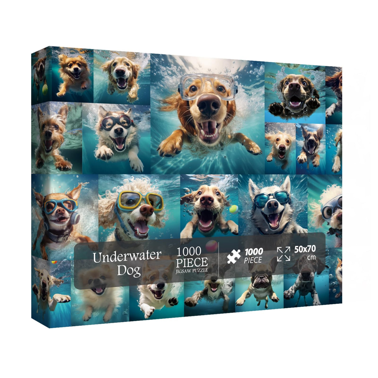 Dog Jigsaw Puzzle for Adults 1000 Piece, Funny Puppy Animal Jigsaw Puzzles, Fun Cool Silly Puzzle with Underwater Dogs BBOLDIN