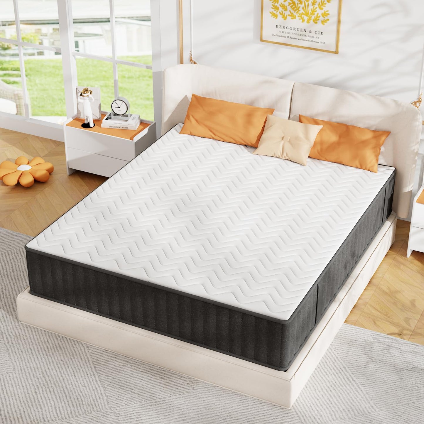 10 Inch Mattress Cal King, Memory Foam Mattress in a Box, Cooling Charcoal Medium Firm Mattresses for Back Pain Relief, CertiPUR-US, Fiberglass Free & Support Comfort