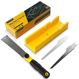 Konvixon 4-Piece Miter Box and Saw Set, 12-Inch Mitre Box with 3 Mitre Saws for Precise Miter and Bevel Cuts, Miter Box with Saw Included for Woodworking, Crafting and Carpentry Konvixon