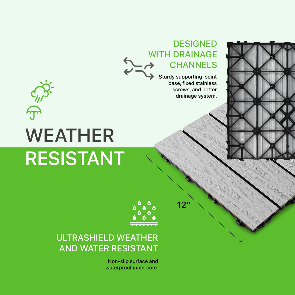 NewTechWood UltraShield Naturale 1 ft. x 1 ft. Quick Deck Outdoor Composite Deck Tile in Icelandic Smoke White (10 sq. ft. per Box) NewTechWood