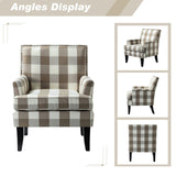 HULALA HOME Modern Accent Chair with Arms and Wooden Legs, Mid Century Accent Chair Armchair High Back Rest, Padded Armrest and Comfortable Cushioned Seat for Living Room (Buffalo Beige) HULALA HOME