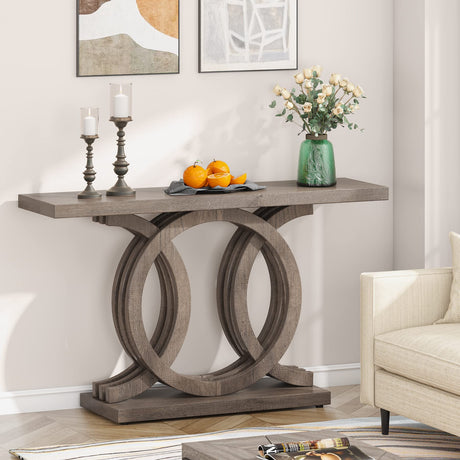 Tribesigns 55 inches Console Table with Unique Base, Farmhouse Hallway Table, Wooden Entryway Table, Vintage Sofa Table, Unique Long Accent Table for Tribesigns