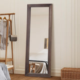 MirrMyst Rustic Farmhouse Full Length Mirror, 64"x21" Wood Frame Floor Mirror, Free Standing Mirror Leaning Wall Mirror Full Length, Full Body Mirror for Bedroom Living Room Cloakroom, Brown MirrMyst