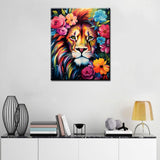 Tucocoo Lion Face Close-up Paint by Numbers Kits 16x20 inch Canvas DIY Oil Painting for Adults with Brushes and Acrylic Pigment - Beautiful Flowers Animal Picture for Home Decor Gifts (Without Frame) Tucocoo