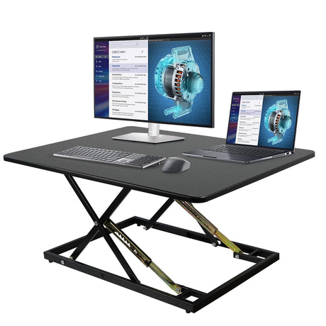 STANDNEE 32in Desk Riser for Standing or Sitting, Standing Desk Converter, Height Adjustable Sit Stand Desk Converter, Fully Assembled Monitor Laptop Riser Workstation for Home Office, Black STANDNEE
