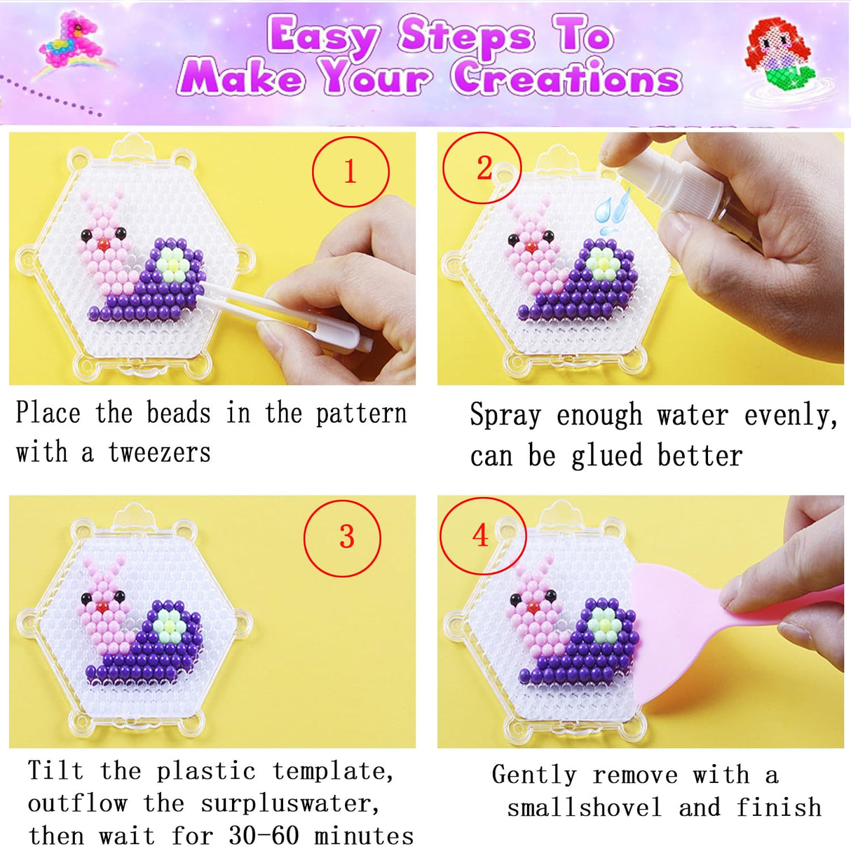 EIKEJI 7400 Pcs Non-Iron Fuse Beads Kit, 48 Colors 5mm Beads for Kids, Glow in The Dark Beads Glitter Beads, Refill Beads Set for Boys, Girls, Ideal Gift for New Years, Birthdays, Christmas EIKEJI