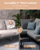 Aluminum Outdoor Patio Furniture Set, 7 Seats Outdoor Sectional with Coffee Table, Patio Conversation Sets with Upgraded Armrests and Cushions for Backyard, Garden and Poolside Aoxun