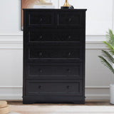 NONGSHIM Farmhouse 6 Drawer Dresser, Dresser Chest of Drawer for Bedroom Organizer Storage, 48 Inch Tall Dresser, Wood Dresser Storage Cabinet for Living Room, Entryway, Hallway, Kids Room, Black NONGSHIM