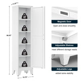 LCAOPC 67" Tall Narrow Bathroom Metal Storage Cabinet with 4 Adjustable Shelves, Freestanding 5 Tier Slim Pantry Storage Cabinet for Small Space, White LCAOPC