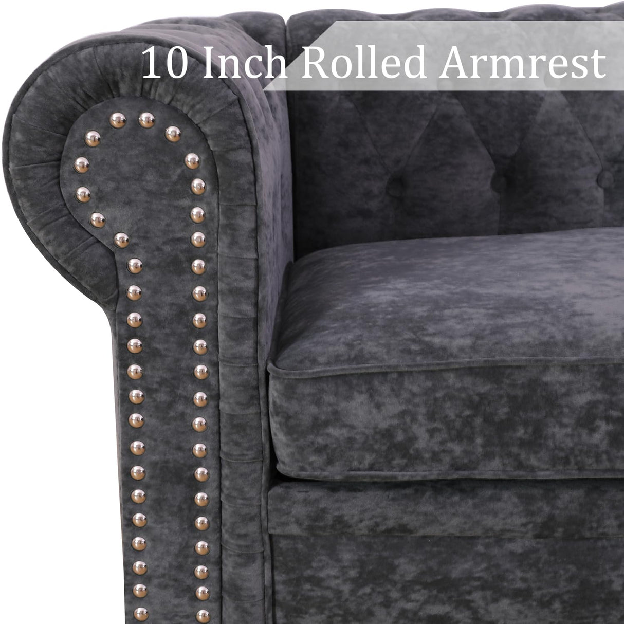 SIENWIEY Chesterfield Sectional Sofa,Deep 80 Inch Luxurious L Shaped Couch Button Tufted Velvet Sofa/Upholstered Rolled Arm with Rivets/Chesterfield Settee Modern 5 Seater Sofa for Living Room，Black SIENWIEY