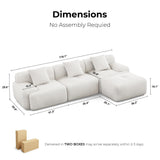LIKIMIO 118" Modern L-Shaped Modular Sectional Sofa for Living Room, Corduroy Upholstery Beige, Oversized 3-Seater Couch with Deep Seat and Movable Ottoman – No Assembly LIKIMIO