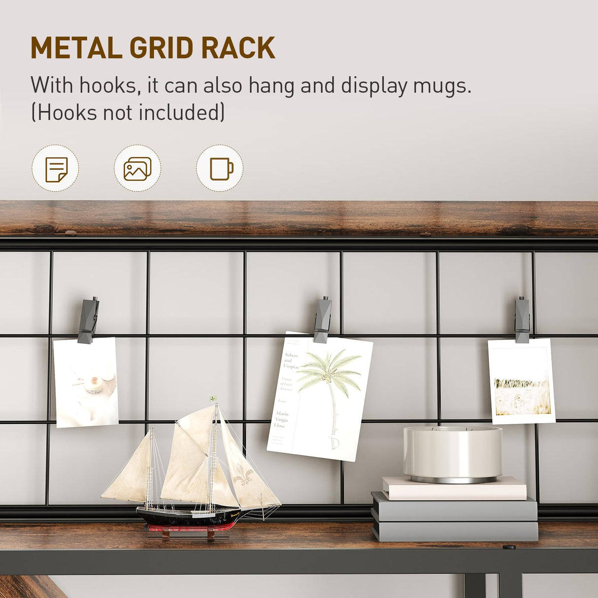 RALGEND Triple 6-Tier Bookshelf, Industrial Large Bookcase with 18 Open Display Shelves, Modern Tree Bookcase with Metal Frame and Hanging Function for Living Room, Home Office, Rustic Brown and Black