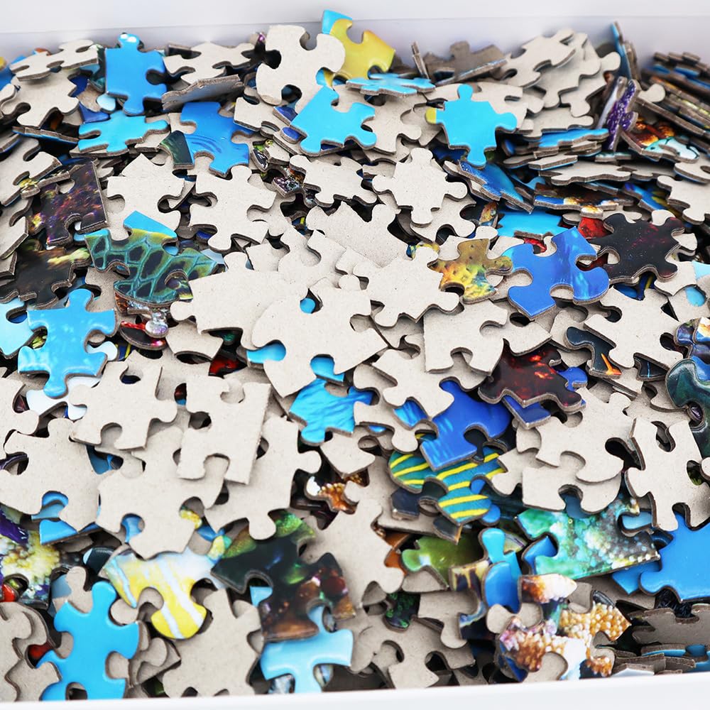 BEDUKE Jigsaw Puzzles for Adults 1000 Pieces Ocean Animals Thick Sturdy Cardboard Precise Interlocking 1000 Piece Puzzle Age 14+ Family Game BEDUKE
