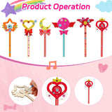 RGISHOP 24 Pack Princess Fairy Wands and Crowns Kit Unfinished Wooden Princess Wands Felt Crown Tiara Headbands Make Your Own Magical Wand Crafts for Kids Classroom Activities RGISHOP