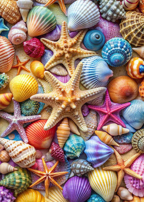 Jigsaw Puzzles for Adults 1000 Pieces-Colorful Seashell and Starfish, 1000 Piece Puzzle for Adults with Letter on Back No Dust, with 1:1 Poster(27.6"x19.7") kepovin
