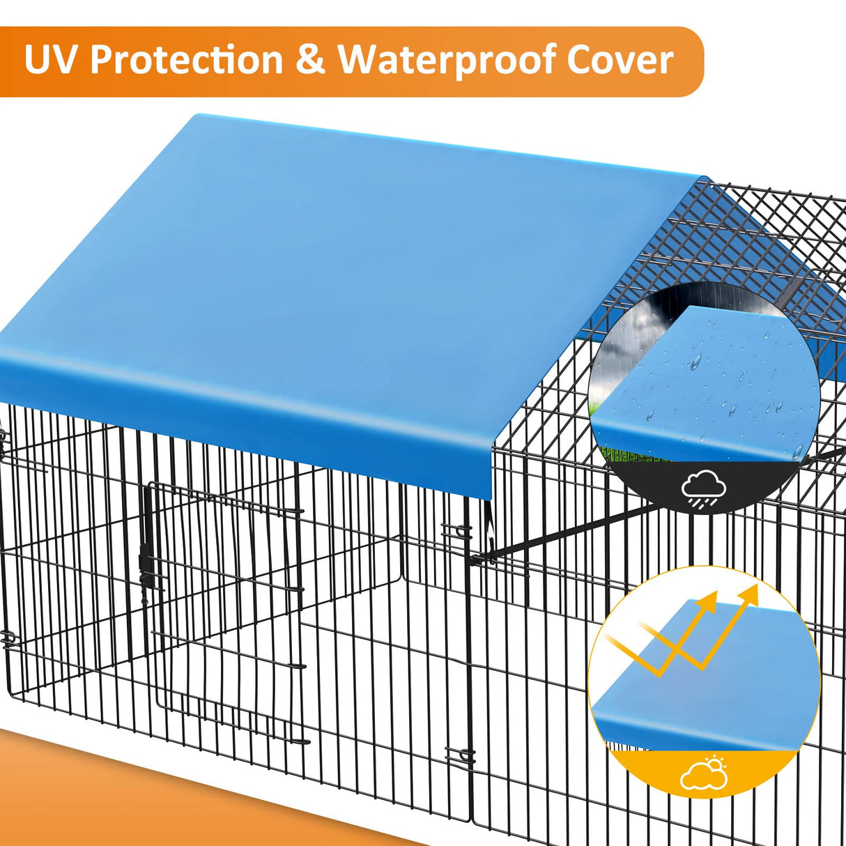 INJOPEXI Metal Chicken Coop 86"×40"×39" Chicken Runs for Yard with Cover Chicken Playpen Enclosure Chicken Pen Kennel Duck CoopCage for Outdoor Backyard Farm Rabbit Small Animal Dog Poultry Cat Hutch INJOPEXI