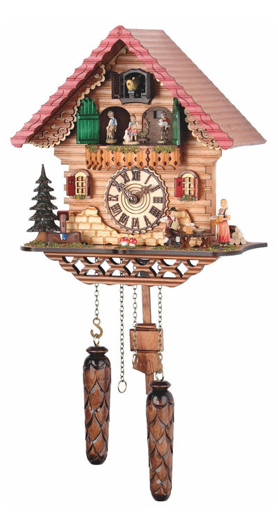 Trenkle Quartz Cuckoo Clock Black Forest House with Music, Turning Dancers TU 474 QMT HZZG