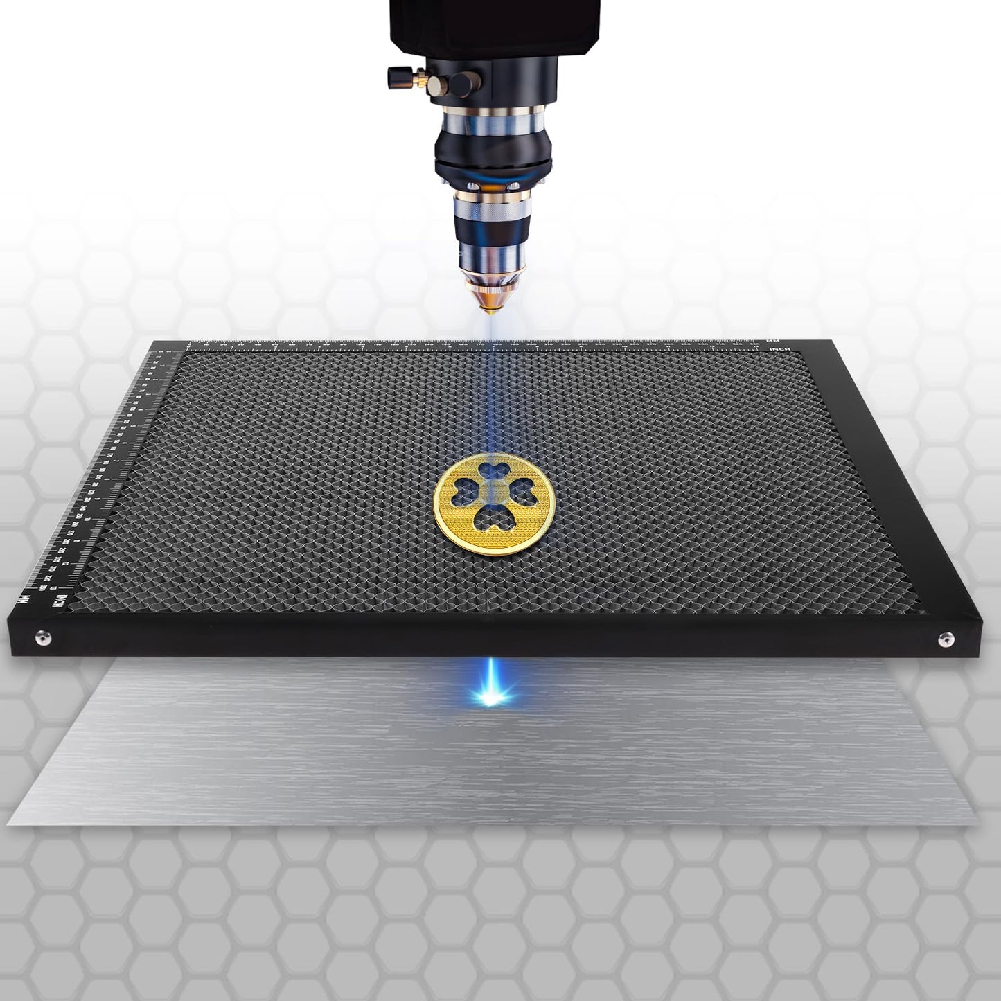 Honeycomb Laser Bed, 350x350mm Honeycomb Working Table with Aluminum Plate Honeycomb Panel for Laser Engraver Machine for Smooth Cut Edges Fast Heat Dissipation Tabletop Protection - WoodArtSupply