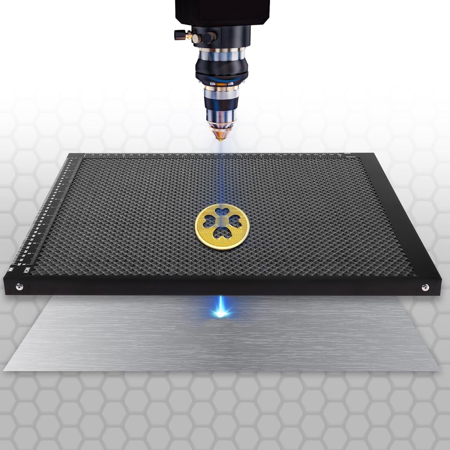 Honeycomb Laser Bed, 350x350mm Honeycomb Working Table with Aluminum Plate Honeycomb Panel for Laser Engraver Machine for Smooth Cut Edges Fast Heat Dissipation Tabletop Protection - WoodArtSupply