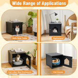Tangkula Litter Box Enclosure, Cat Litter Box Furniture Hidden, Nightstand Pet House with Magnetic Door, Indoor Cat Washroom for Kitty (Black) Tangkula