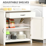 HOMCOM Farmhouse Sideboard Buffet Cabinet, Barn Door Coffee Bar Cabinet with Drawer and Adjustable Shelf, Kitchen Cabinet for Living Room, Entryway, White Wash HOMCOM