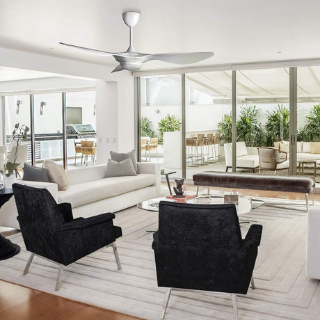reiga 52 Inch Smart White Ceiling Fan with Light and Remote, ETL Listed Quiet DC Motor 3 Blade Indoor Outdoor Ceiling Fans for Bedroom Living Room Patios reiga