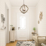 LOG BARN Large Farmhouse Chandelier Handmade Wood 4 Lights Fixtures Hanging for Dining, Bedrooms, Living Rooms and Hallway LOG BARN