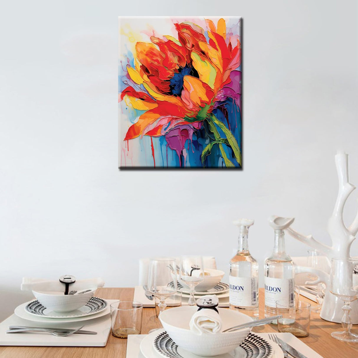 Tulip Flower Paint by Number for Adult,Abstract Graffiti Painting by Number Kits On Canvas, DIY Oil Painting Acrylic Paints,leafage Paint by Numbers for Adults and Kids Beginner（without frame） Aihonmin