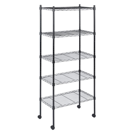 HealSmart Heavy Duty 5-Tier Shelving Units Adjustable, 65 "D x 14" W x 30 "H Wire Shelf with 1000 lbs Capacity, Black HealSmart