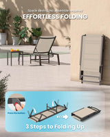 Vexwalx Chaise Lounge Outdoor, Foldable Aluminum Pool Lounge Chairs with 5 Positions Recliner - Free Assembly - Patio Chaise Lounge Chair for Poolside, Beach, Yard (Khaki) Vexwalx