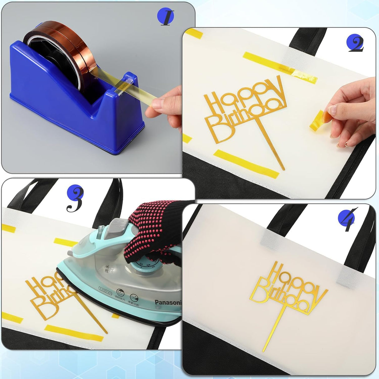 XEUZK Sublimation Blanks Tumbler Clamp Tool Blue Kits for 20 Oz Sublimation Blanks, Heat Resistant Gloves, Heat Tape Sublimation, Heat Tape Dispenser Sublimation Kit, Tumbler Clamp Clamp Blue&Pink. XEUZK