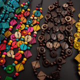 Happyyami 3- Layered Statement Necklace Womens Bohemia Choker Necklaces Multicolor Fashion Wood Bead Necklace Happyyami