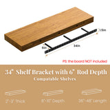 Craftersmark 2pcs Floating Shelf Hardware Heavy Duty Hidden Shelf Brackets Support,Wall Mounting Invisible Floating Shelves Bracket (34" x 6" x 1.5") Craftersmark