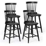 Unovivy 24" Windsor Wooden Bar Stools Set of 4, Farmhouse Counter Height Barstool with Spindle Back, Widen Seat, Modern Mid-Century Country Style, for Kitchen Island Dining Room, Black Unovivy