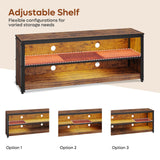 Bestier LED TV Stand for 55/60 Inch TVs, Gaming Entertainment Center with Adjustable Shelves, Modern Industrial Media Console with Storage Shelves for Living Room Bedroom, Rustic Brown Bestier