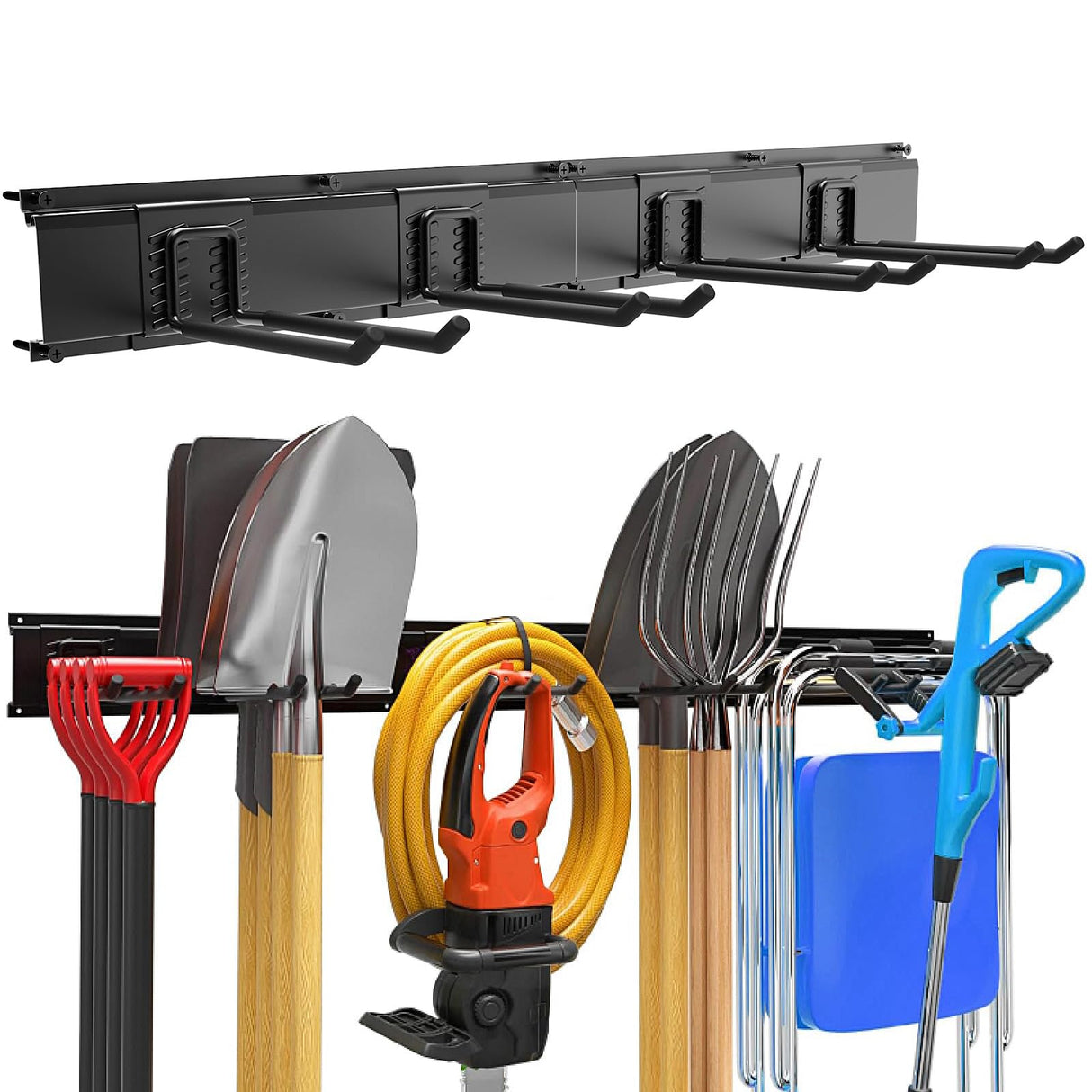 Garage Garden Tool Organizer Wall Mount, Heavy Duty Garage Tool Storage Rack 32 Inches, Max Load 220lb - Shovel, Rake, Folding Chair, Weed Eater Storage Wallavant