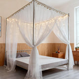 Canopy Bed Frame Queen Size, Thicken Stainless Steel Canopy Bed Frame, Bed Post Poles with Metal Connectors for Mosquito Curtains, Bedroom Decor Mosqutent