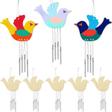 8 Pieces Wood Bird Wind Chime Gift Bird Wind Chime Craft Decorative Spring Summer Wooden Hanging Wind Chime for Indoor Outdoor Home Crafts Graduation Teacher Appreciation Arts Decor Maitys
