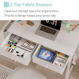 Lufeiya Small White Desk with Drawers - for Bedroom, 32 Inch Home Office Computer Desk with Fabric Storage Drawer and Bag, Study Writing Table for Small Spaces, White Lufeiya