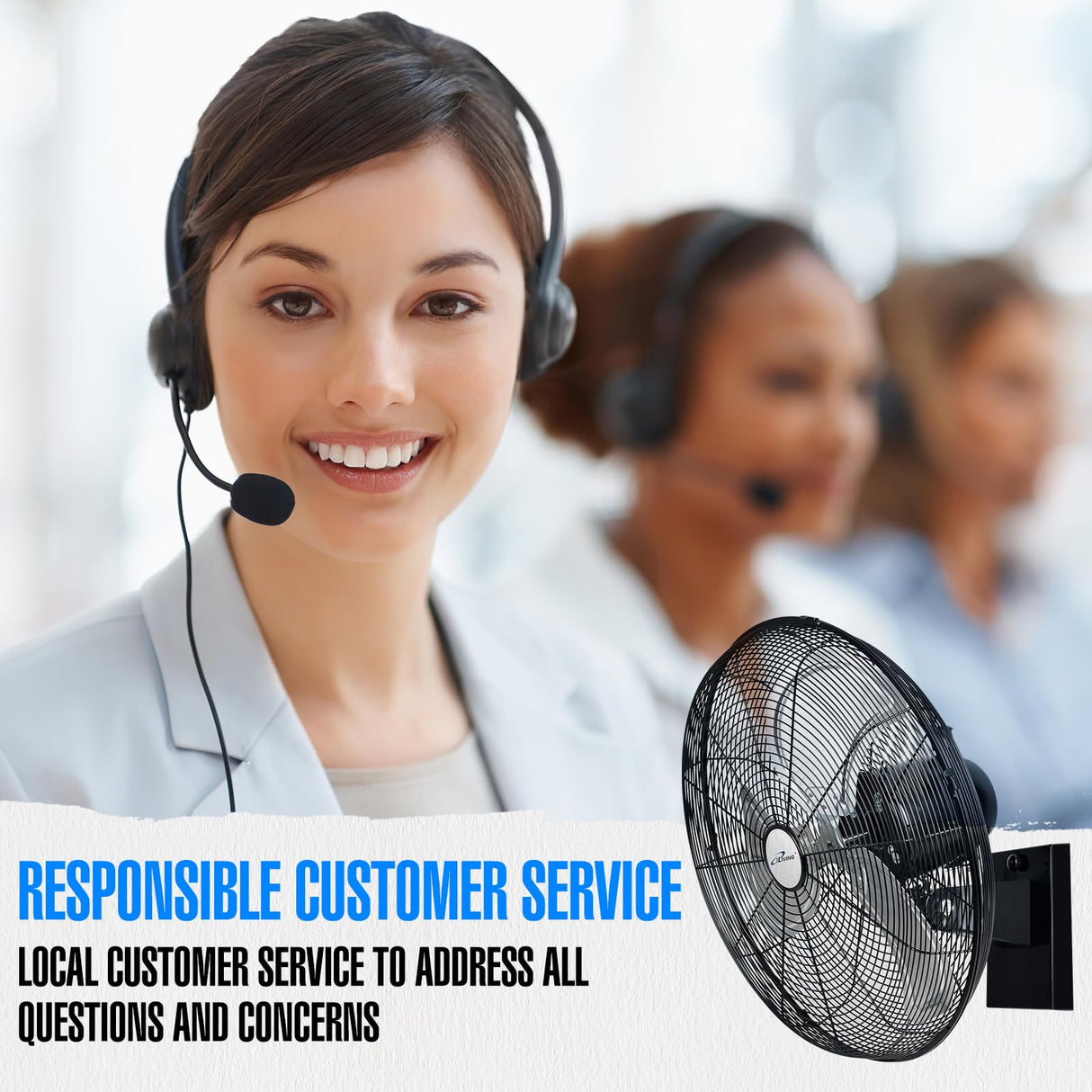 iLiving 18" Outdoor Oscillating High Velocity Wall Fan with 4150 CFM Heavy Duty Weatherproof Motor, Variable Speed Adjustment for Workshop, Garage, Patios, Commercial and industrial, 18 inch,Black iLiving