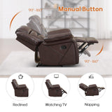 EBELLO Manual Recliner Sofa Set, Faux Leather Reclining Living Room Furniture Set, Included Recliner Chair and 3 Seat Manual Sofa, Dark Brown EBELLO