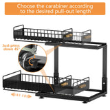 HOMEAILIE Under Sink Organizer, High Adjustable 2 Tier Under Kitchen Sink Organizer, Multi-Purpose Storage Shelf for Kitchen Bathroom Cabinet, Black HOMEAILIE