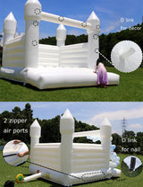 White Bounce House for Kid Adult Commercial -(100% PVC),(750w Blower), Large Inflatable Bouncy Castle for Wedding, Birthday Party Decor,13.5x11.5x10FT Inflantteble