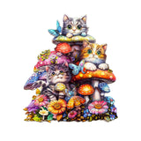 Wooden Puzzles for Adults, Wooden Jigsaw Puzzles for Adults Kids, Cat Family-2 Unique Shaped Wood Puzzles Adult, Creative Birthday Gifts for Friends Family Game (13.4 * 12in 230pcs) Lovpippi