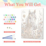 Auremi Horses Framed Paint by Number for Adults,DIY Animal Painting by Number Kits on Canvas Acrylic Oil Painting Kits for Adults Paint by Number Kits for Home Decor 20x30cm Auremi