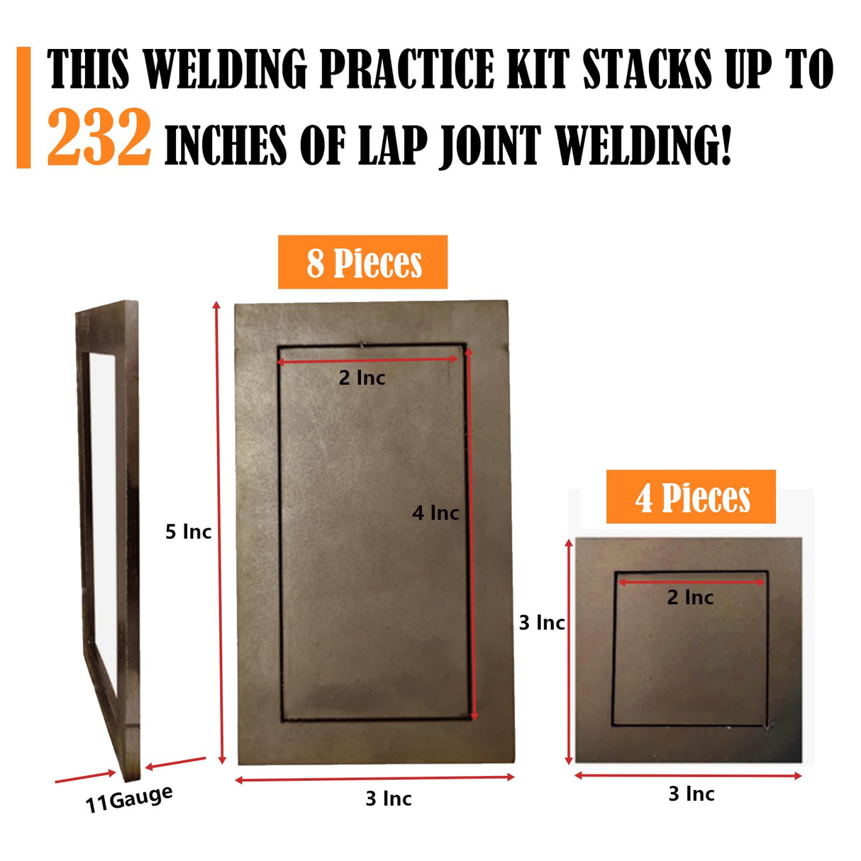 24 Pcs Welding Coupons, 11 Gauge Premium Steel Welding Kit, A36 Steel Plate Welding Equipment, 3x5 3x3 Inch Welding Practice Kit For Beginners, MIG, TIG Stick, Arc, Gas And Brazing Yuleimy